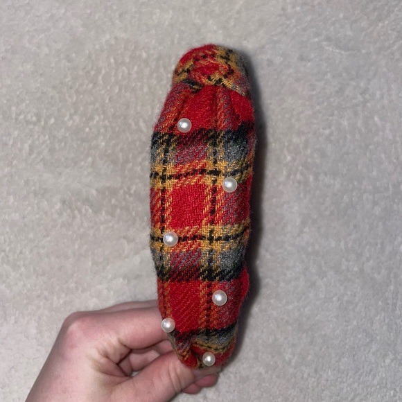 Plaid Pearl Knotted Headband - Picture 2 of 4